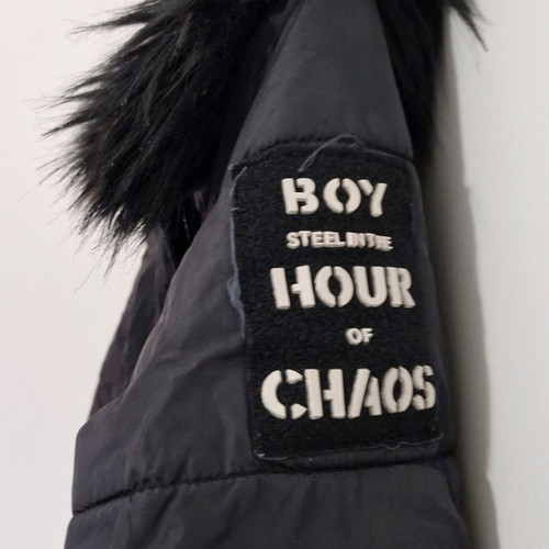Long waterproof jacket used, black, size Large
