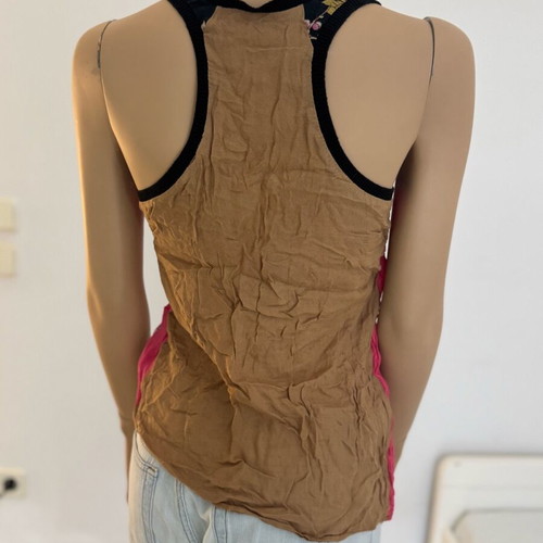 Medium satin patchwork blouse used, multicolored