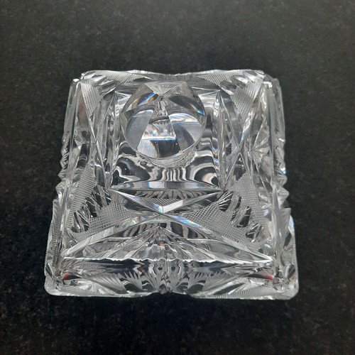 Crystal square fondue pot with lid like new