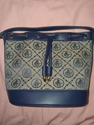 Blue Handbag like new with adjustable strap and wallet