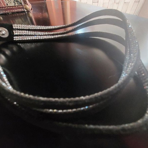 Tsoker necklace black velvet triple with strass like new
