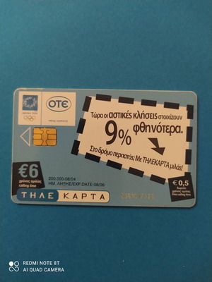 Διαφήμιση τηλεκάρτας γαλάζια μεταχειρισμένη 08/2004