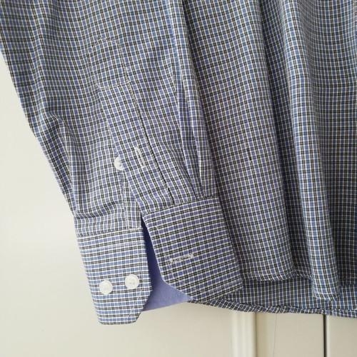 Secolo men's shirt used, long sleeve, size 41, blue-white-black check