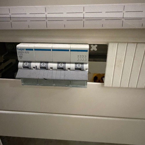 Hager 160A Three-Phase Electrical Distribution Panel like new, metal