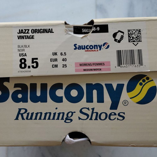 Saucony Jazz Original vintage women's athletic shoes, black, size 40