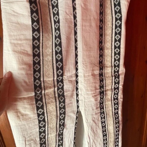 Linen dress from Sciptro, cream and black