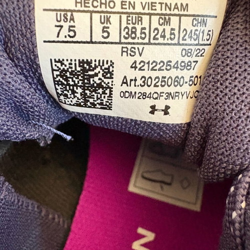 Under Armour women's athletic shoes size 38.5 new, blue and purple