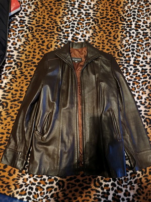 Leather jacket used, brown, size M
