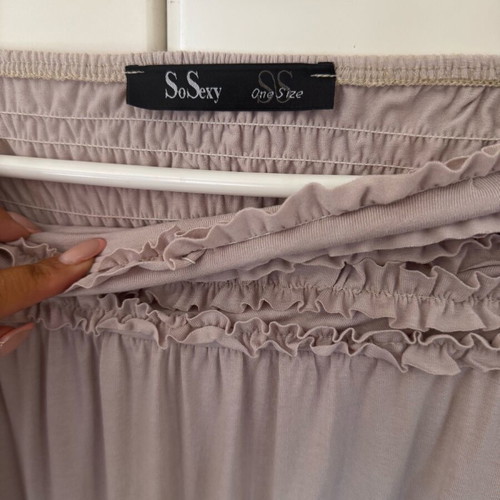 So Sexy maxi dress with smocking, one size, like new, gray beige