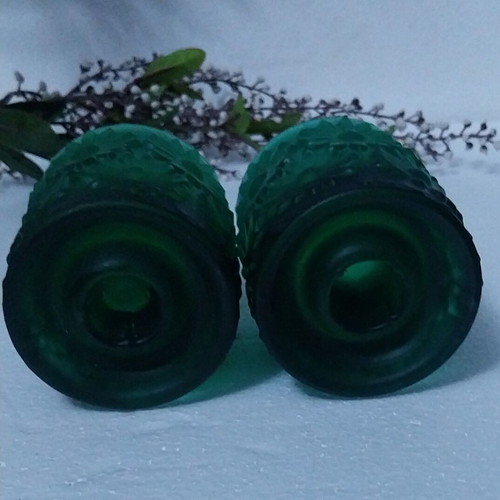 Rudolf Jurnikl Daisies Candle Holders emerald green, new