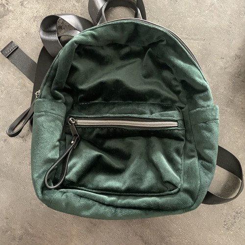 Velvet green backpack like new