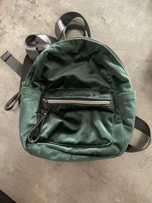 Velvet green backpack like new