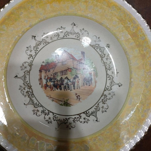 Vintage ceramic plates set used, diameter about 20 cm