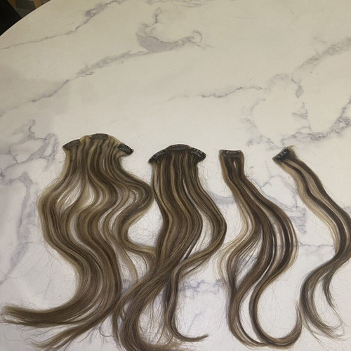 Extensions with clips made of real hair, like new, set of 4