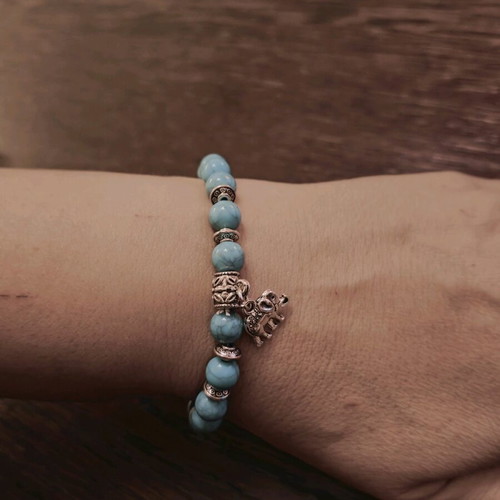 Bracelet with turquoise and elephant new