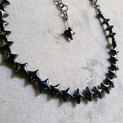 Gunmetal Hematite North Star Choker stainless steel handmade