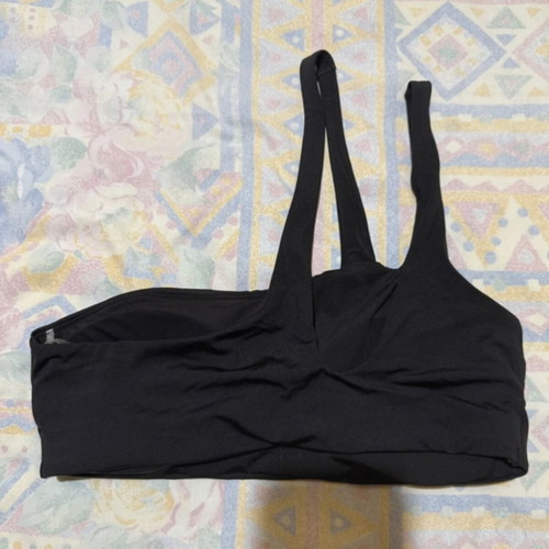 H&M Black Bikini Top One Shoulder with Double Strap New
