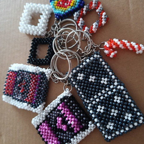 Handmade beaded keychain new, multicolor
