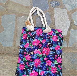 Pink flower tote bag sholder bag