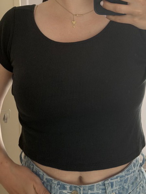 Zara Ribbed Crop Top Μέγεθος L Μεταχειρισμένο Μαύρο
