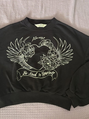 Μπλούζα φούτερ H&M μαύρη ελαφρώς oversized cropped νούμερο 158/164 σαν καινούργιο