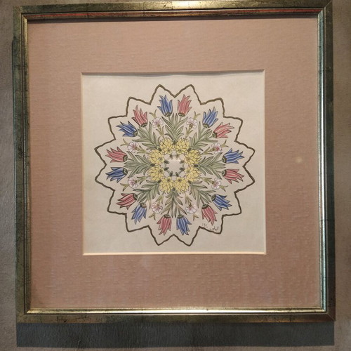 Handmade painting used with oriental motif and tezhip technique