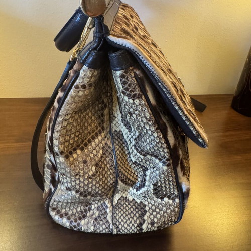Dolce & Gabbana Animal Print Patchwork Leather Shoulder Bag