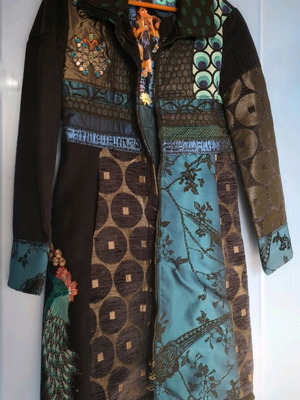 Desigual coat blue / black patchwork like new