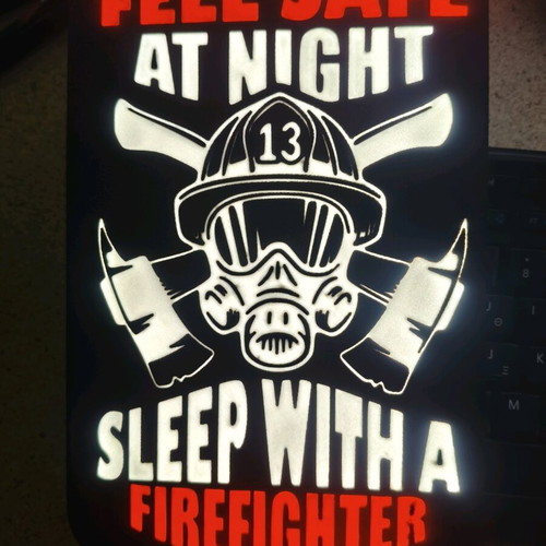 Firefighter humor lamp like new with quote and USB cable