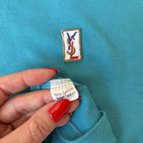 Yves Saint Laurent YSL vintage cotton top like new, teal turquoise