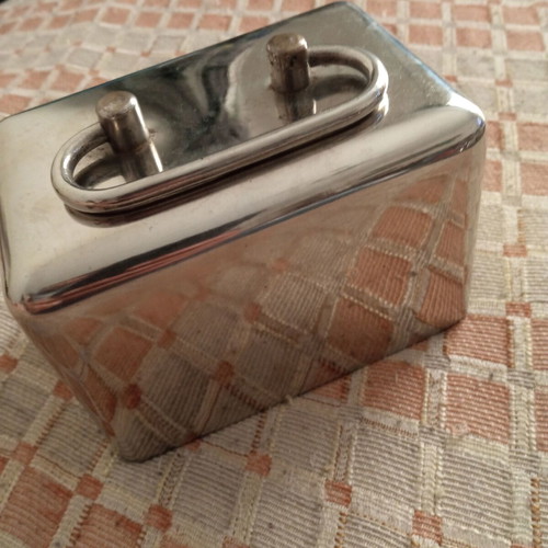 Vintage metal piggy bank Laiki Trapeza used