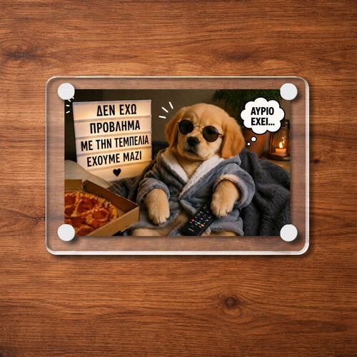 Acrylic fridge magnet 9x6cm "No Problem" Lazy Dog Meme new