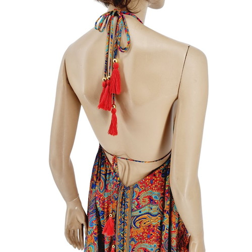 Pure long asymmetrical dress one size 100% silk multicolor new