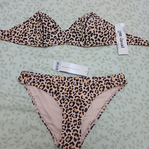 Bikini set, top small, bottom medium, black and beige