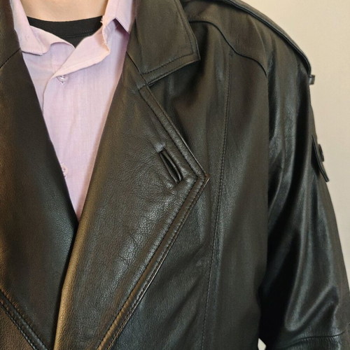 Genuine leather coat new, black, size L