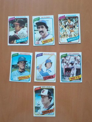 Topps 1980 κάρτες μπέιζμπολ πακέτο 7 μεταχειρισμένες