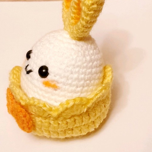 Easter Bunny in Yellow Handmade Knitted Basket made to order