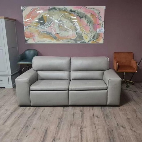 Cubo three-seater sofa new, beige, Italian natural leather with relax mechanism