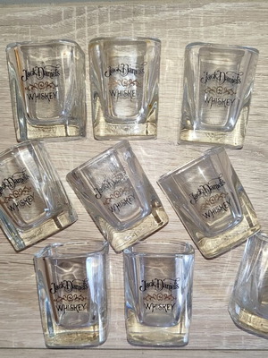 Jack Daniel's vintage shot glass set of 9, like new