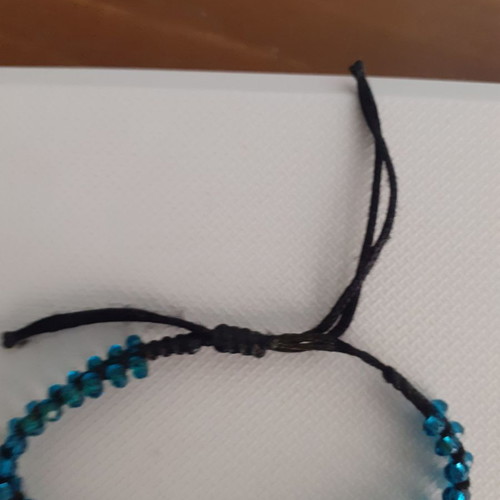 Handmade bracelet with blue crystals and black cord new