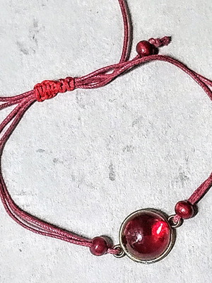Red bracelet handmade with crystal and wooden beads new