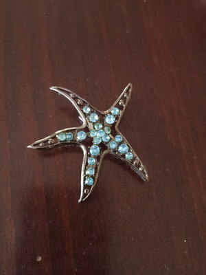 Starfish brooch new with blue crystals