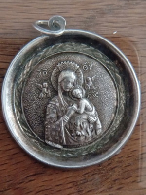 Vintage 925 Silver Pendant Panagia Amolyntos (Vrefokratousa)