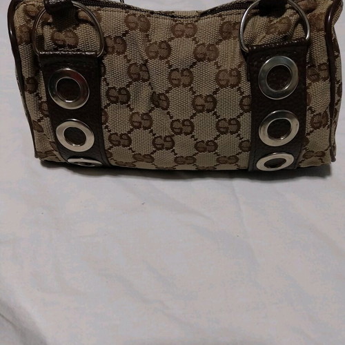 Handbag used, brown and silver
