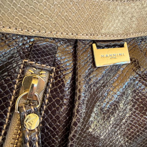 Nannini leather handbag like new, black and beige