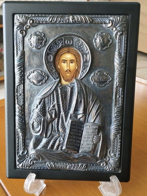 Εικόνα Ιησούς Χριστός καθαρό ασήμι 950 πιστοποιημένη χειροποίητη