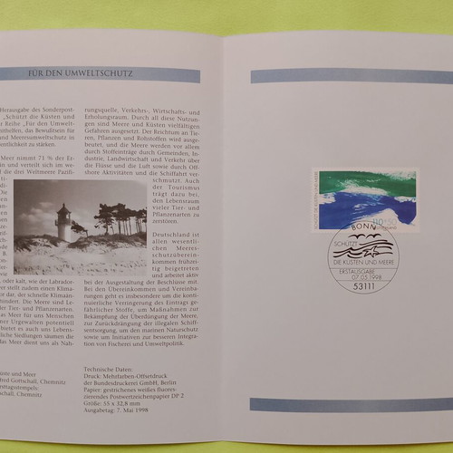 German stamp 1998 first day cover Bonn, mint block of four