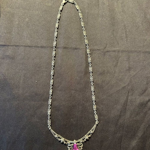 Vintage silver necklace 925 with purple stone like new
