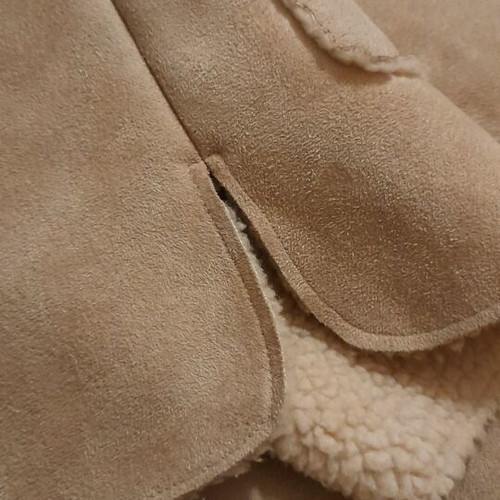Atmosphere beige coat like new with synthetic fur lining
