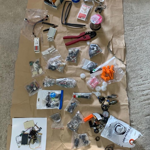 Electronic tools and components used for DIY projects, set